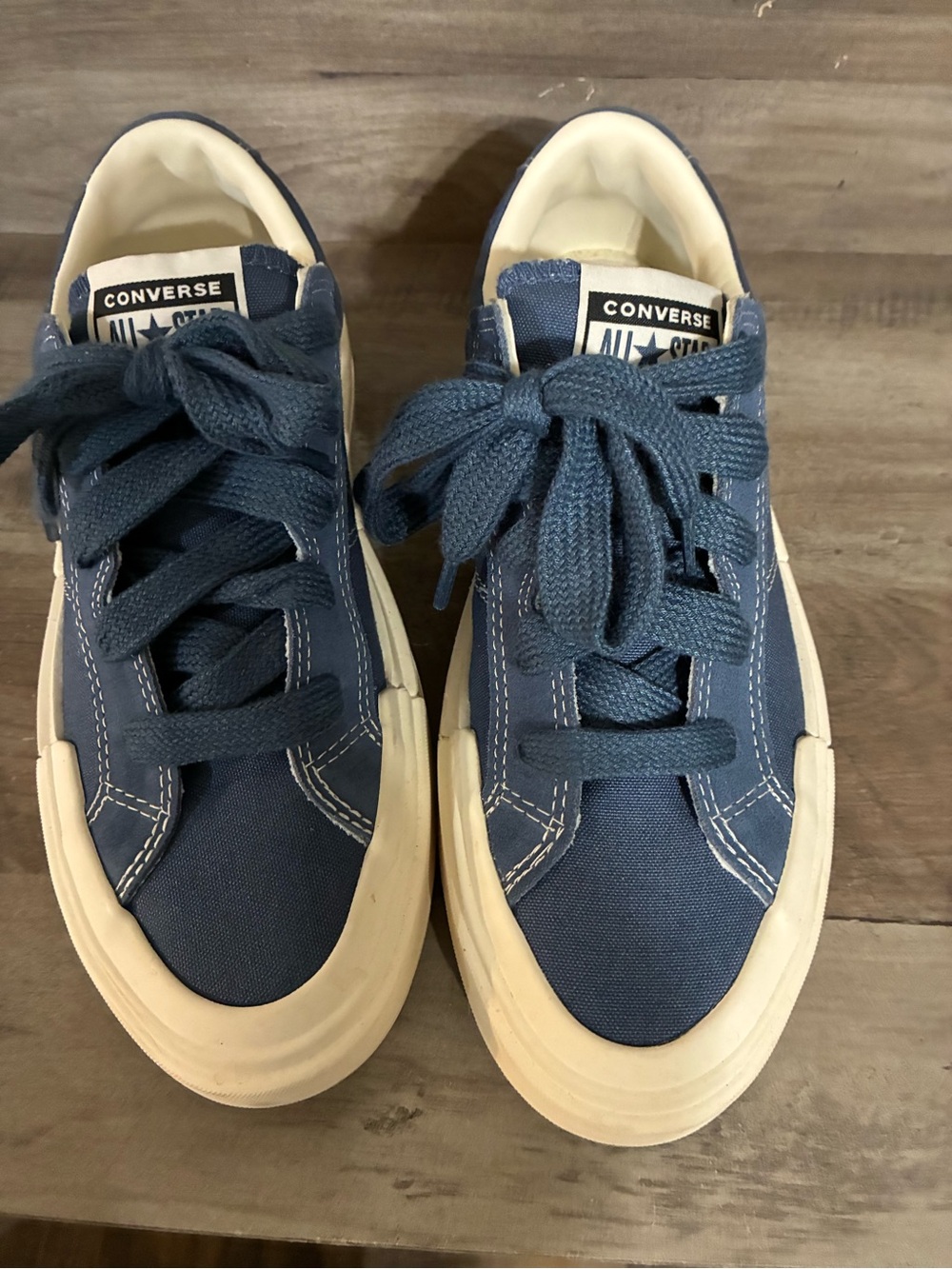 Converse Blue Canvas Low-Top Sneakers with White Soles
